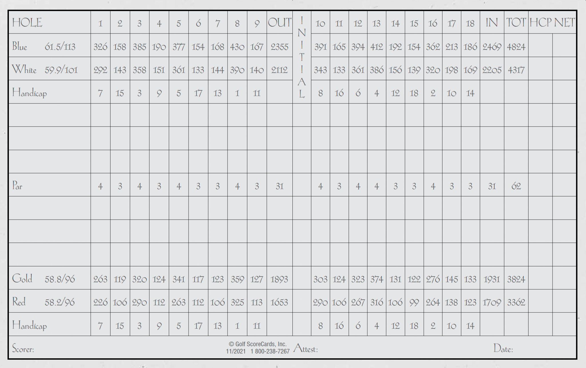 Scorecard » The Links Golf Course